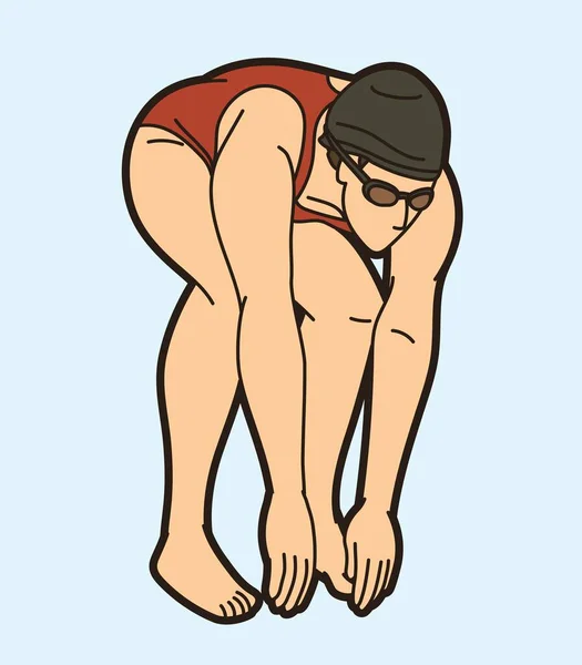 Natación Deporte Nadador Acción Dibujos Animados Vector Gráfico — Archivo Imágenes Vectoriales