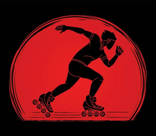 Rollerblade Player Extreme Sport Vector Gráfico Dibujos Animados — Vector de stock