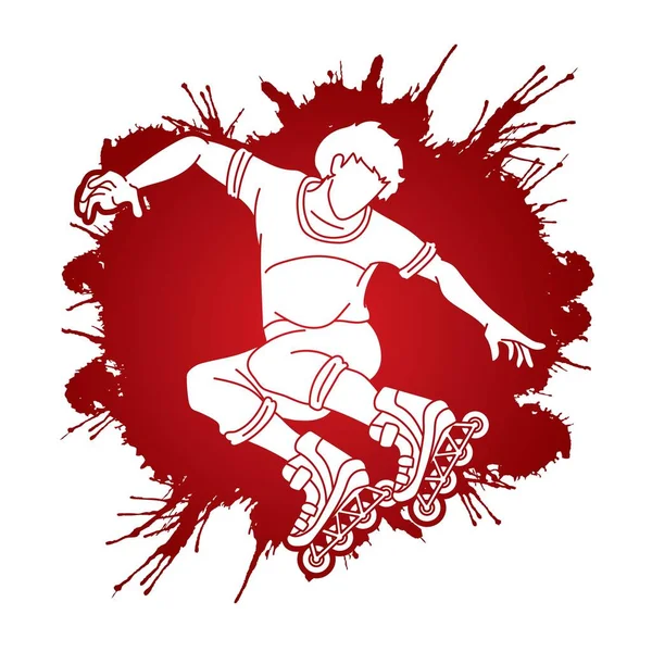 轮滑运动员极限运动卡通图形矢量 — 图库矢量图片