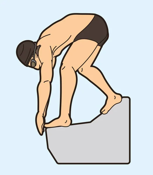 Mężczyzna Pływanie Sport Swimmer Action Cartoon Graficzny Wektor — Wektor stockowy