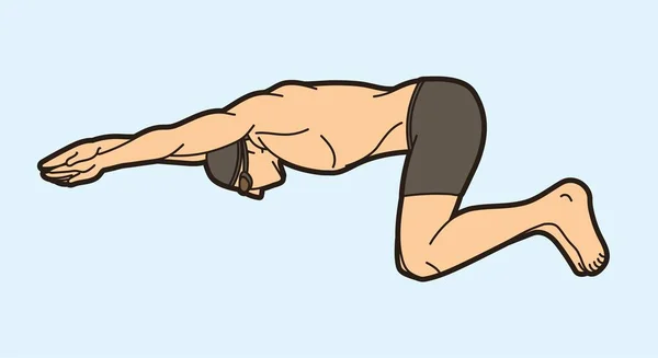 Hombre Nadando Deporte Nadador Acción Dibujos Animados Gráfico Vector — Archivo Imágenes Vectoriales