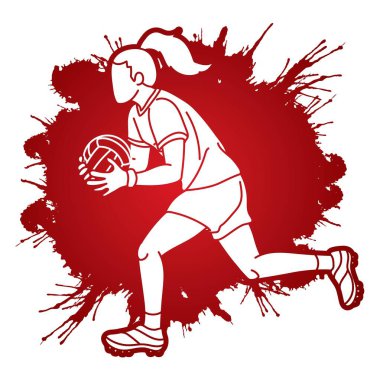 Gaelic Football Player Action Çizgi film Vektörü