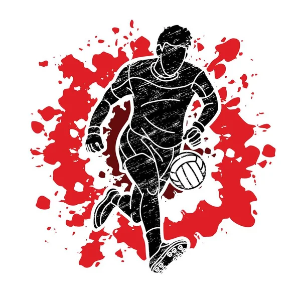 Gaelic Football Player Action Cartoon Graphic Vector — Stock Vector