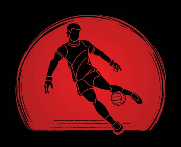 Gaelisk Fotbollsspelare Action Tecknad Grafisk Vektor — Stock vektor