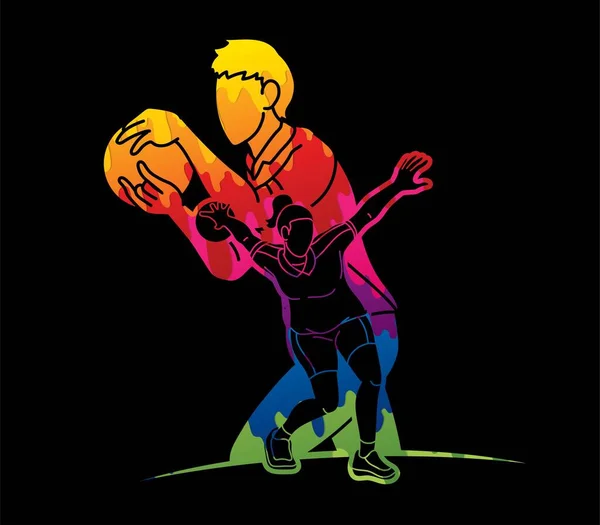 Bowling Sport Joueurs Hommes Femmes Action Cartoon Graphic Vector — Image vectorielle