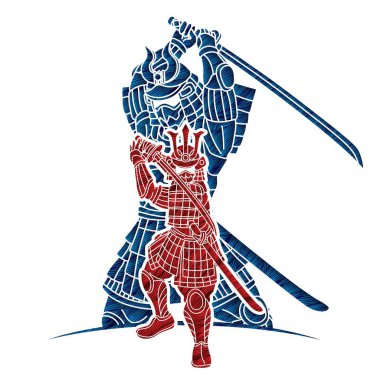 Samuray Savaşçısı Eylem Çizgi Filmi Grafik Vektörü