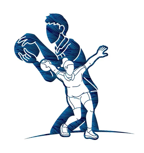 Bowling Players Action Dessin Animé Vecteur Graphique — Image vectorielle