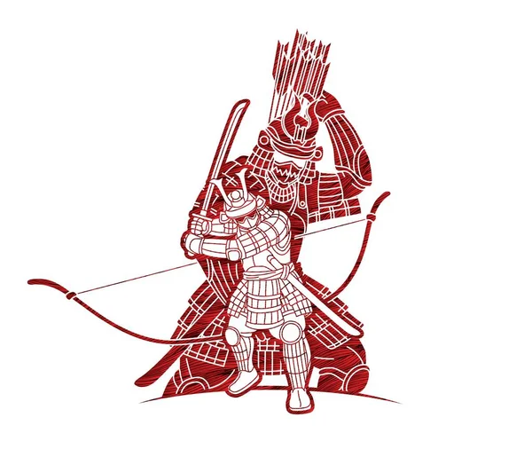 Samurai Warrior Action Cartoon Graphic Vector — стоковий вектор