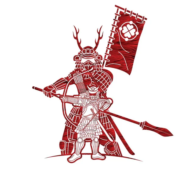 Samurai Warrior Action Graphic Vector — стоковый вектор