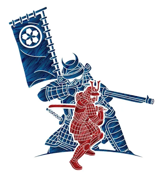 Samuray Savaşçısı Eylem Çizgi Filmi Grafik Vektörü