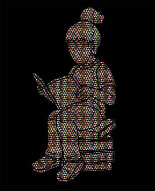 Çocuklar Çizgi Roman Okuyan Bir Kız Çizgi Roman Vektörü Çalışıyor