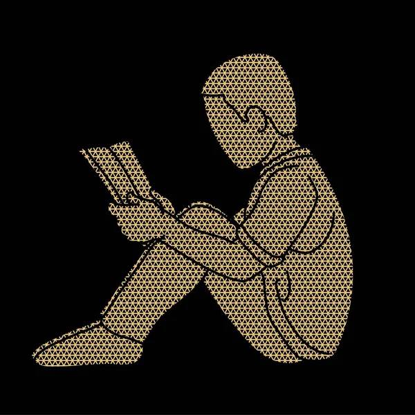 Boy Reading Book Children Study Cartoon Graphic Vector — Stockový vektor