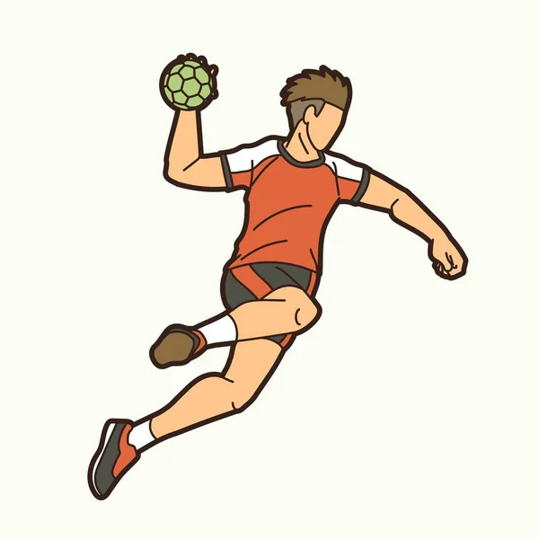 Handball Sport Männliche Spieler Action Graphic Vector — Stockvektor