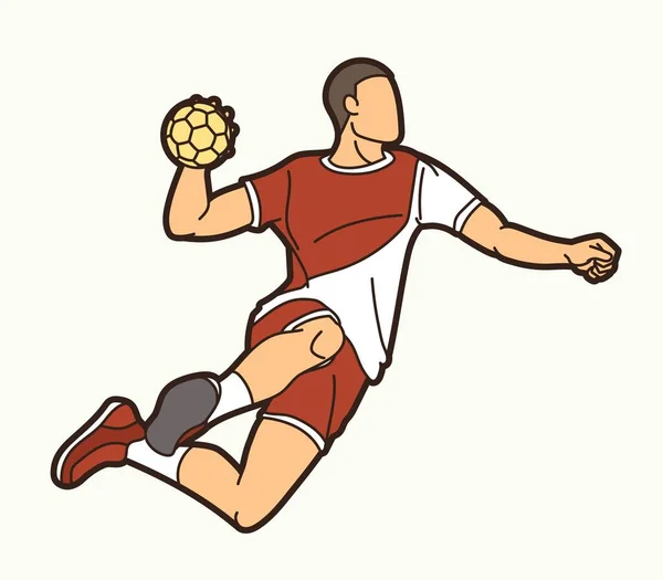 Handball Sport Männliche Spieler Action Graphic Vector — Stockvektor