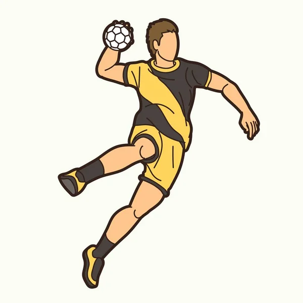 Piłka Ręczna Sport Mężczyzna Player Action Cartoon Graphic Vector — Wektor stockowy