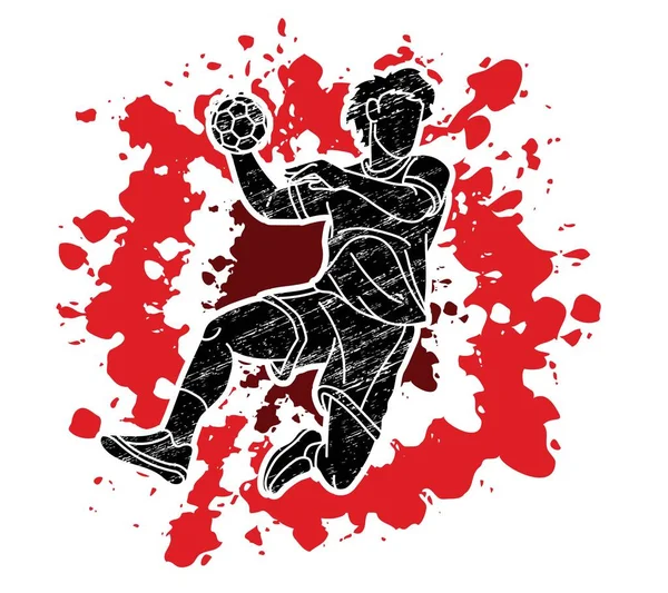 Handball Sport Male Player Δράση Cartoon Graphic Vector — Διανυσματικό Αρχείο