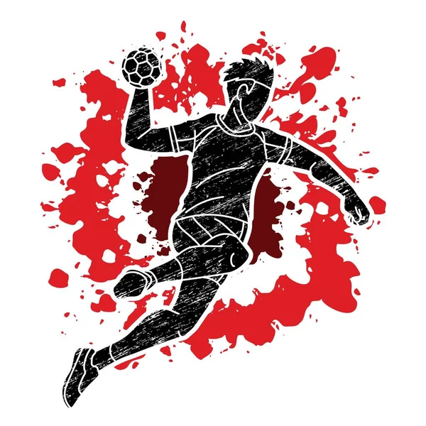 Handball Sport Homme Joueur Action Cartoon Graphic Vector — Image vectorielle