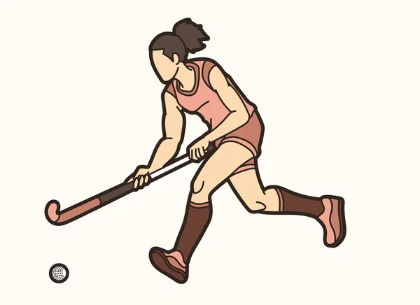 Игрок Женского Пола Хоккей Траве — стоковый вектор