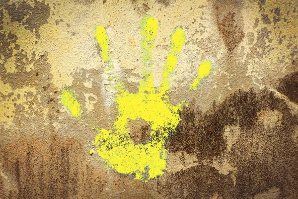 Žlutá ruka razítko — Stock fotografie
