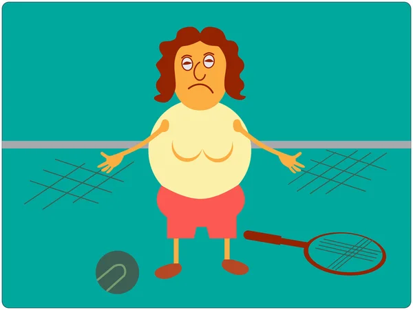 Giocatore di tennis grasso — Vettoriale Stock