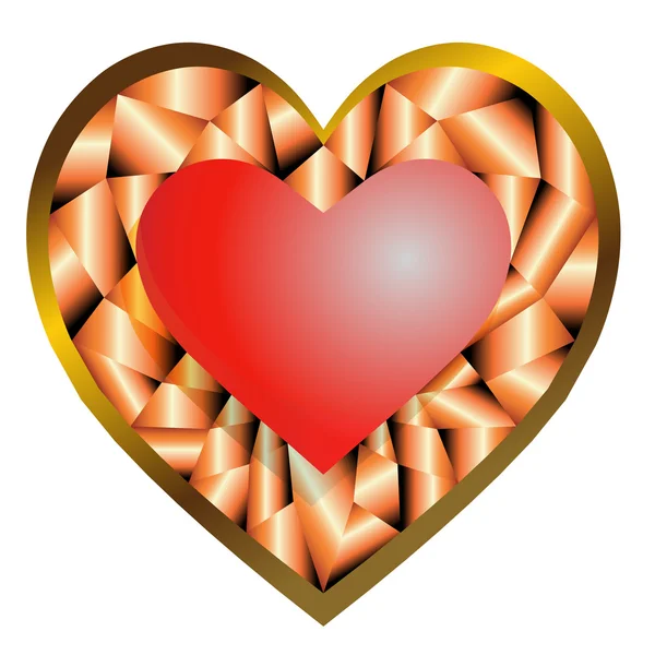 Corazón decorado patrón de diamantes — Vector de stock