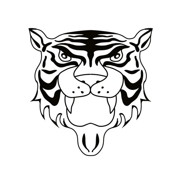 Arte de línea de tigre — Vector de stock