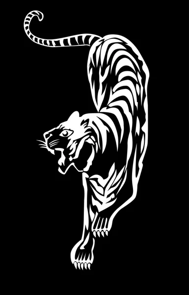 Arte de línea de tigre — Vector de stock