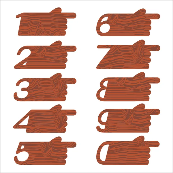 Wood Hand Numeric3 — Stock Vector