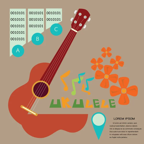 UKulele marrón — Vector de stock