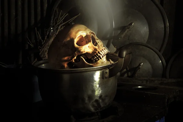 Szkielet czaszka gotowane — Zdjęcie stockowe