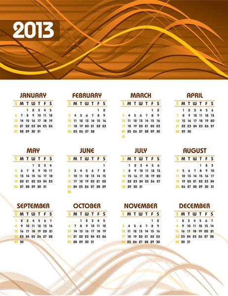 Calendario 2013 . — Archivo Imágenes Vectoriales