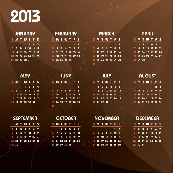 Calendario 2013 . — Archivo Imágenes Vectoriales