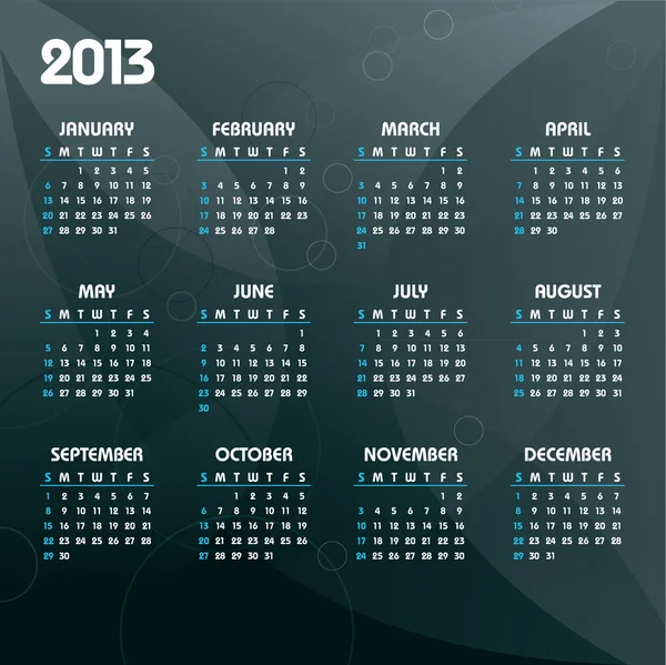 Calendario 2013 . — Vector de stock