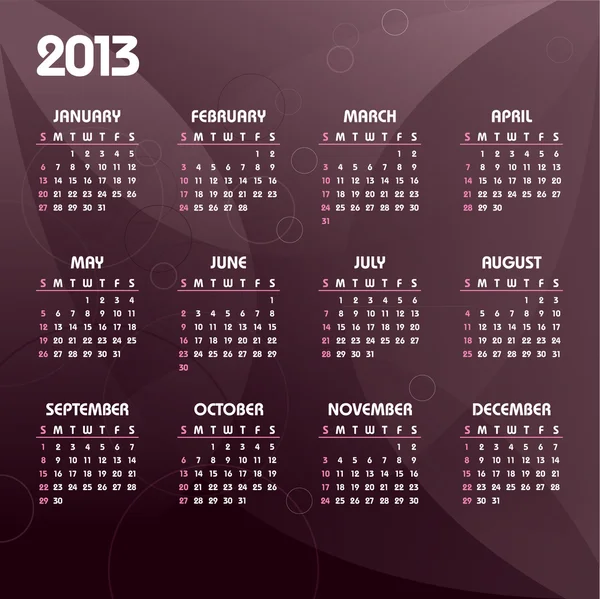 Calendario 2013 . — Vector de stock