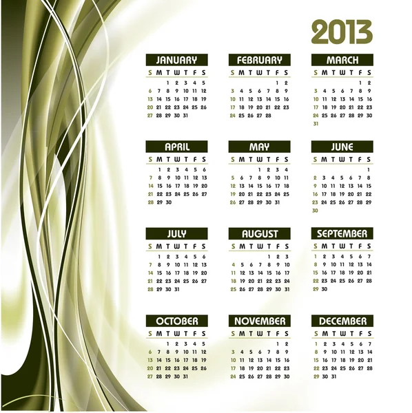 2013-as naptár. — Stock Vector