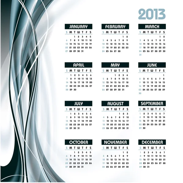 Calendario 2013 . — Vector de stock