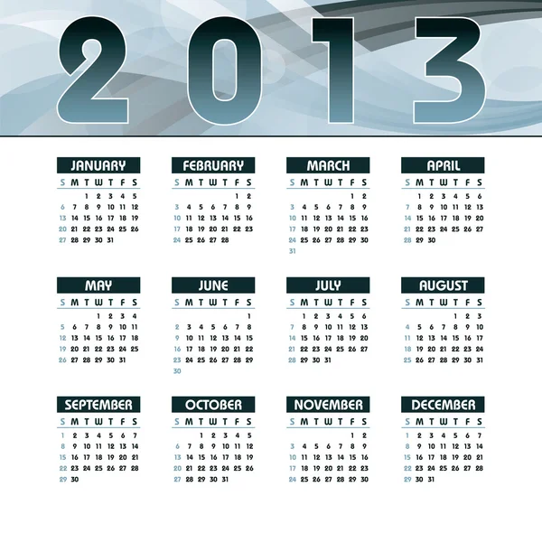 Calendario 2013 . — Vettoriale Stock