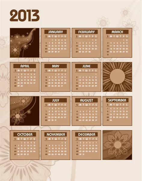 Calendario 2013 . — Vector de stock