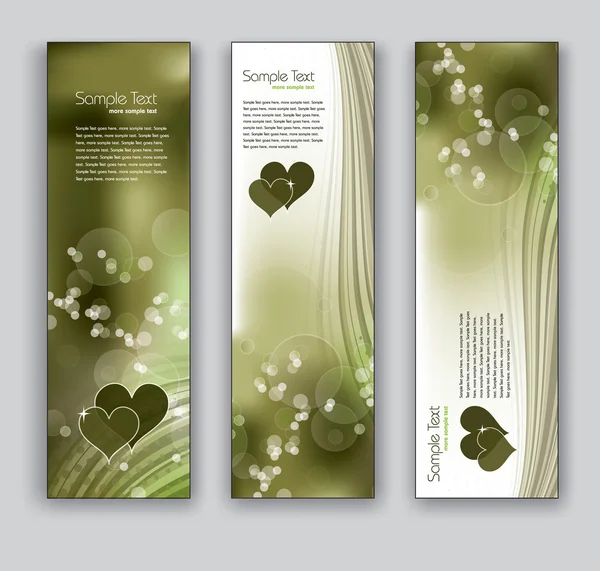 Banners abstractos con corazones. Fondos vectoriales. Formato Eps10 . — Vector de stock