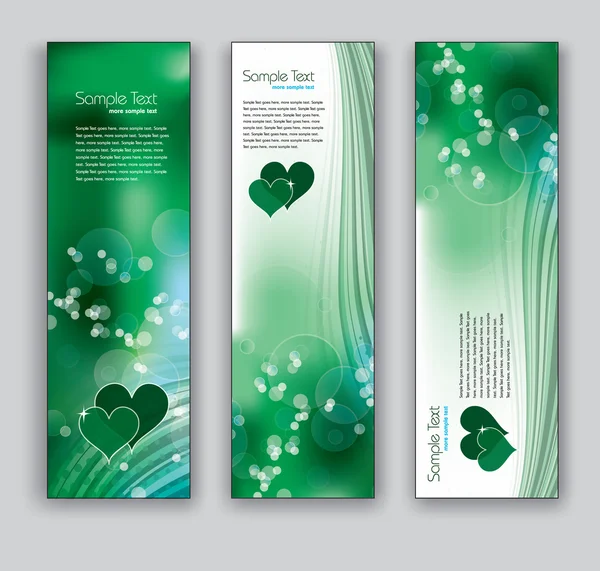 Abstract Banners With Hearts. Vector Backgrounds. Eps10 Format. — Stock Vector