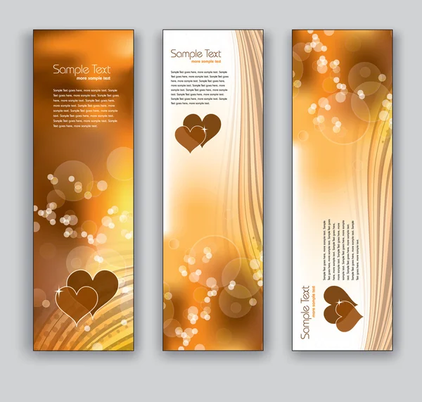 Abstract Banners With Hearts. Vector Backgrounds. Eps10 Format. — Stock Vector