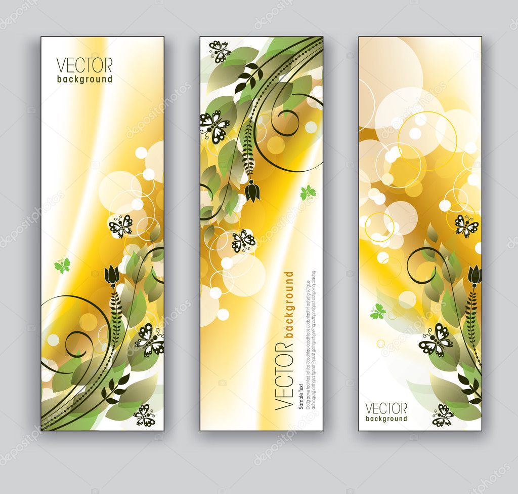 Vector Banners. Abstract Backgrounds. Floral Theme.