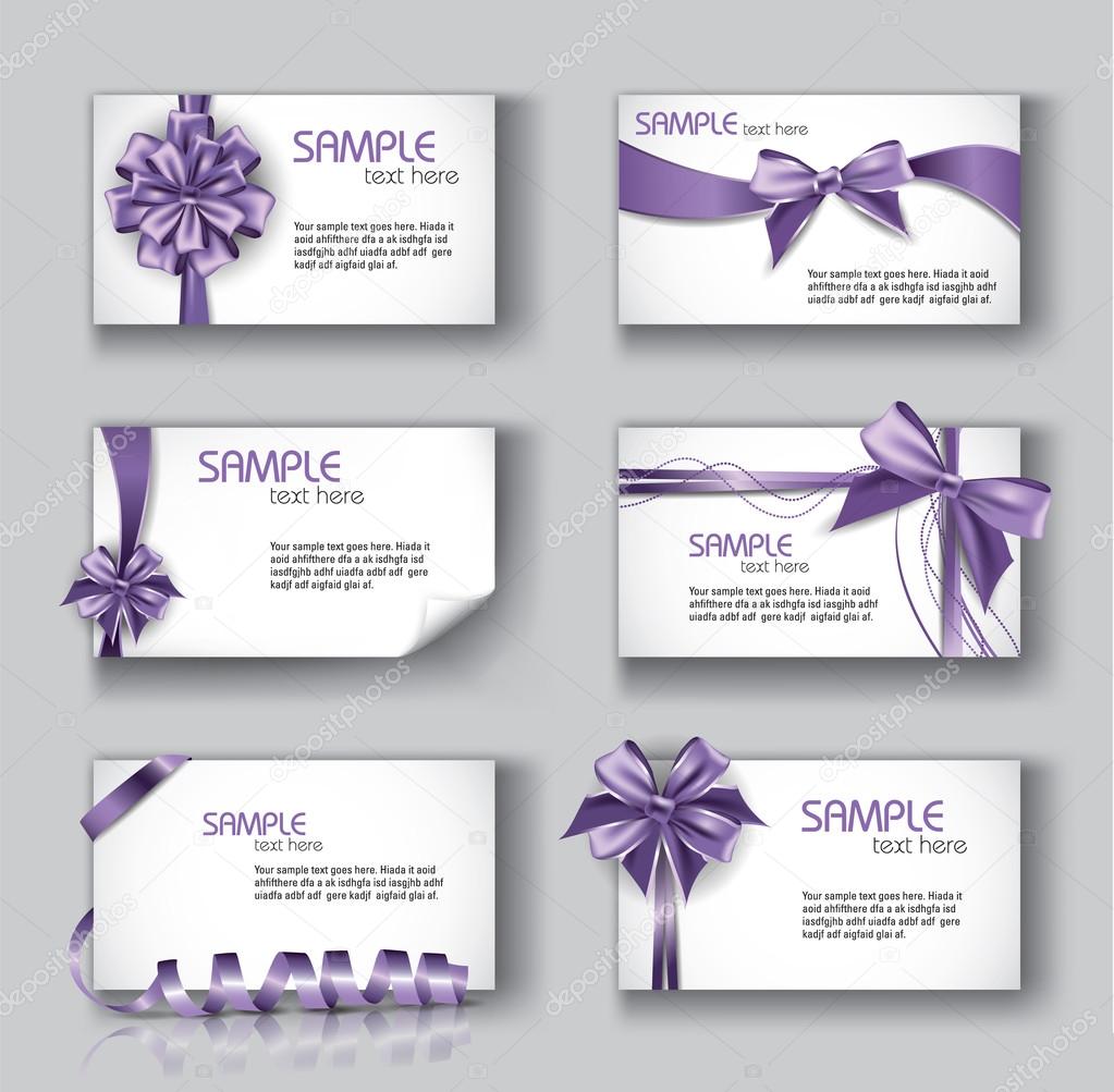 Set Of Beautiful Cards With Gift Bows And Ribbons — Stok Vektor ©  Marinakoven #22989108