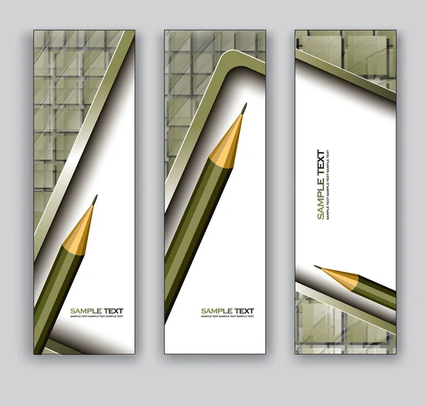 Banners de vectores con lápiz. Eps10 . — Vector de stock