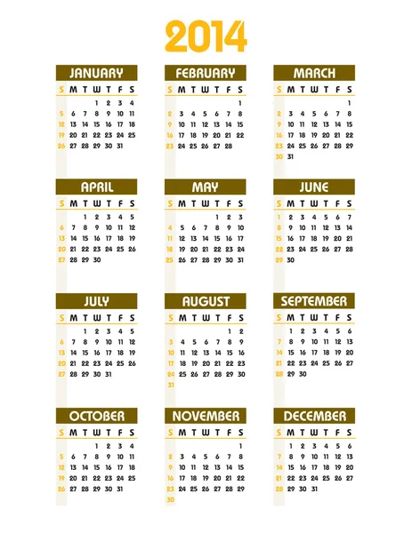 Calendario 2014. Fondo vectorial . — Vector de stock