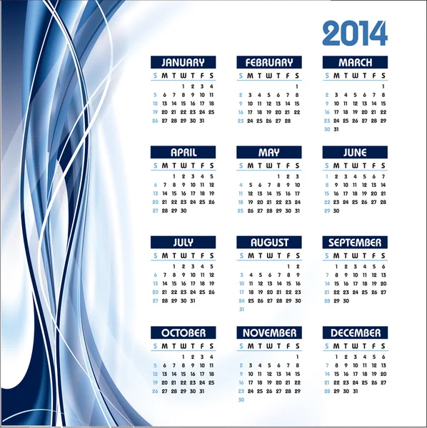 Calendario 2014. Fondo vectorial . — Vector de stock