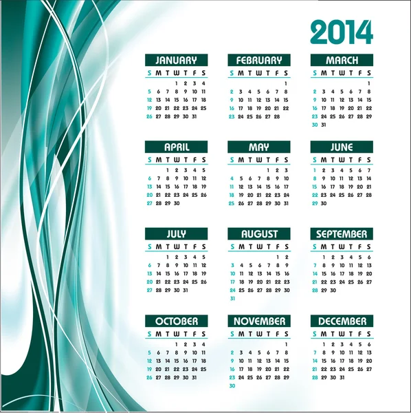 2014 カレンダー。ベクトルの背景. — ストックベクタ