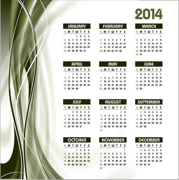 Calendario 2014. Fondo vectorial . — Archivo Imágenes Vectoriales