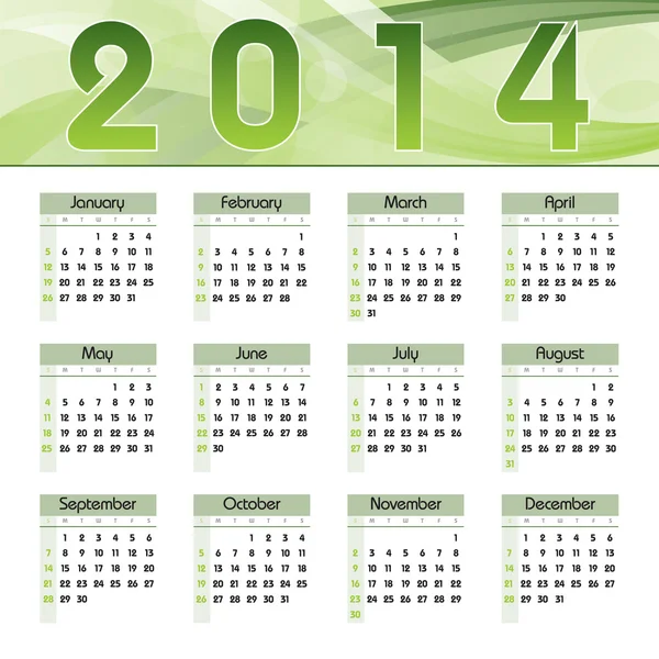 Calendario 2014. Sfondo vettoriale . — Vettoriale Stock