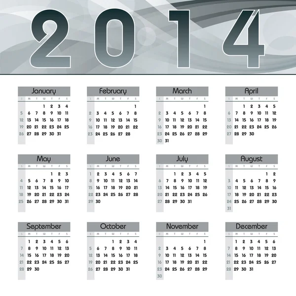 2014 カレンダー。ベクトルの背景. — ストックベクタ